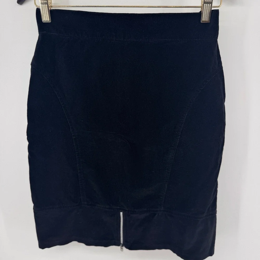 VTG Black Velvet Pencil Skirt High Waist Bodycon Streetwear Indie Goth‎ Sz 3 USA